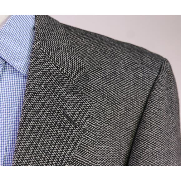 Hickey Freeman Gray Black Tweed Woven Wool Cashmere 2-Btn Blazer Jacket 43L - Picture 4 of 8